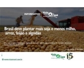 Brasil deve plantar mais soja e menos milho, arroz, feijão e algodão Brasil deve plantar mais soja e menos milho, arroz, feijão e algodão